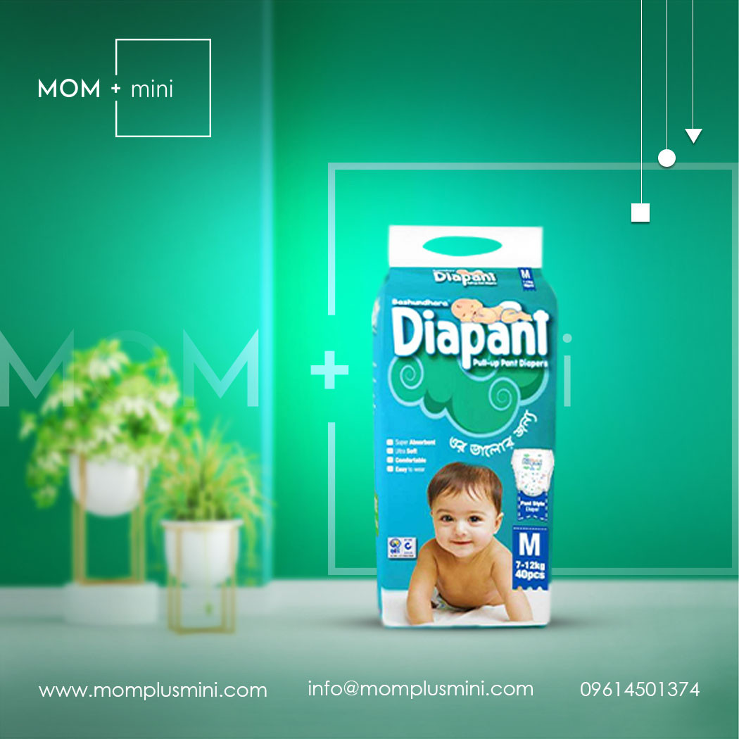Bashundhara Diapant Baby Diaper M 7-12 kg 40 Pcs