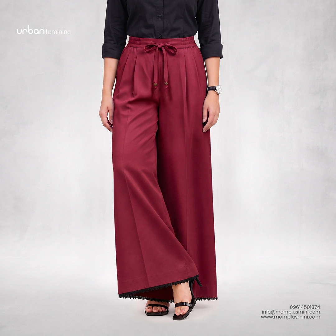 Aria Lace Wide-Leg Pant | Maroon