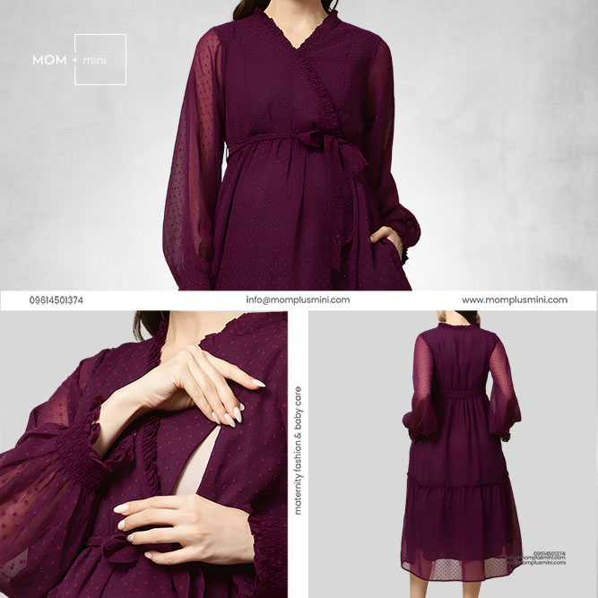 Majestic Purple Midi Maternity Dress