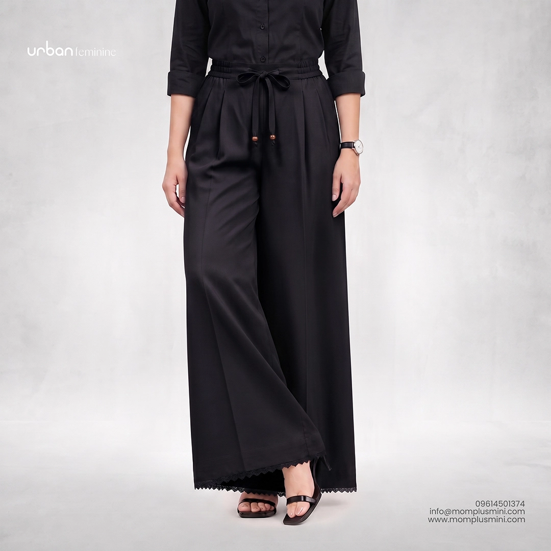 Aria Lace Wide-Leg Pant | Black