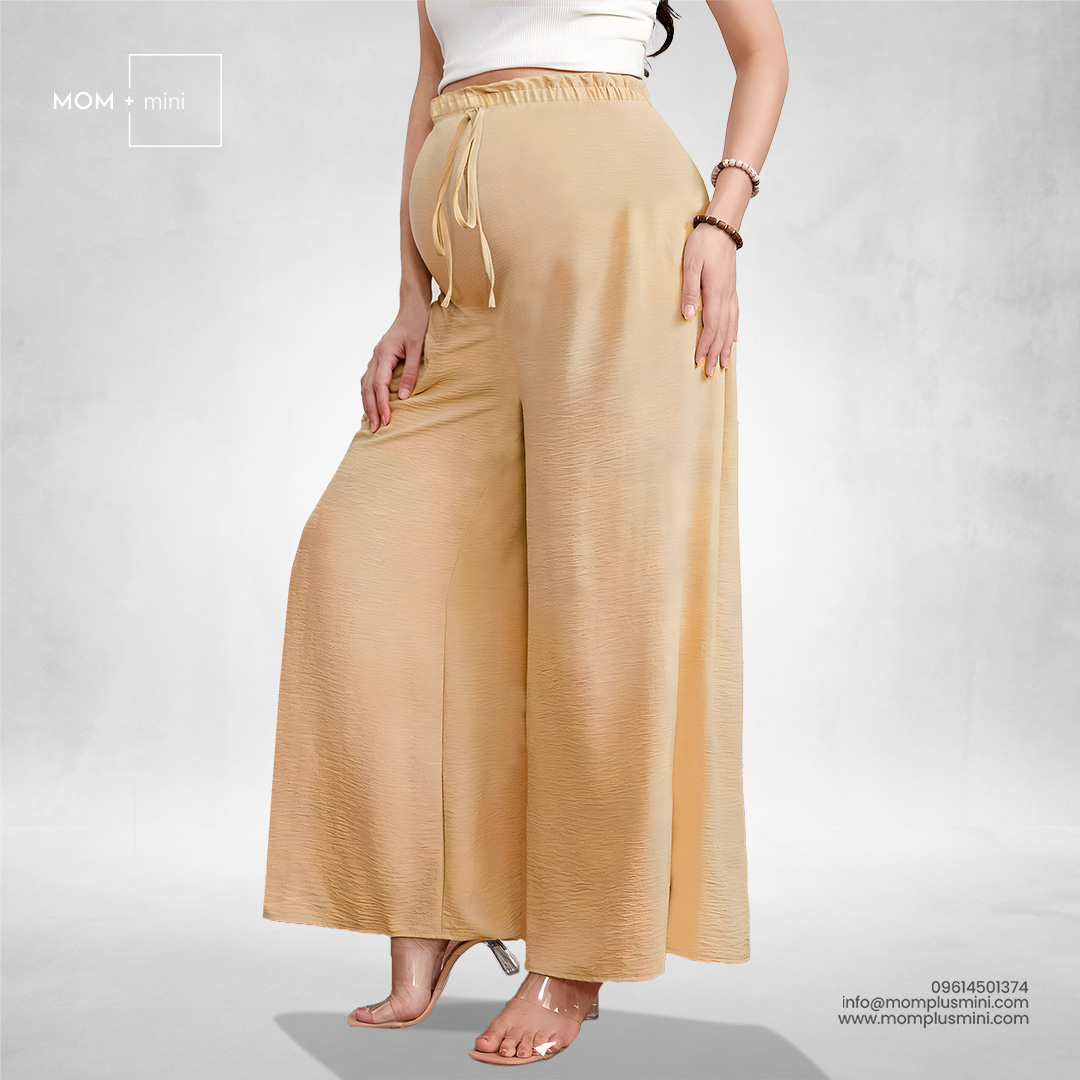 EleganceFit Wide-Leg Maternity Pant Apricot