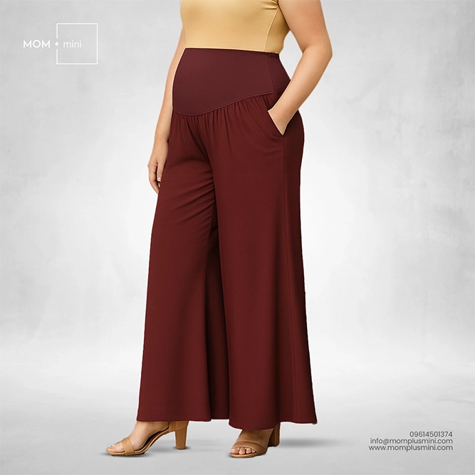 Feather Fit Palazzo Maroon