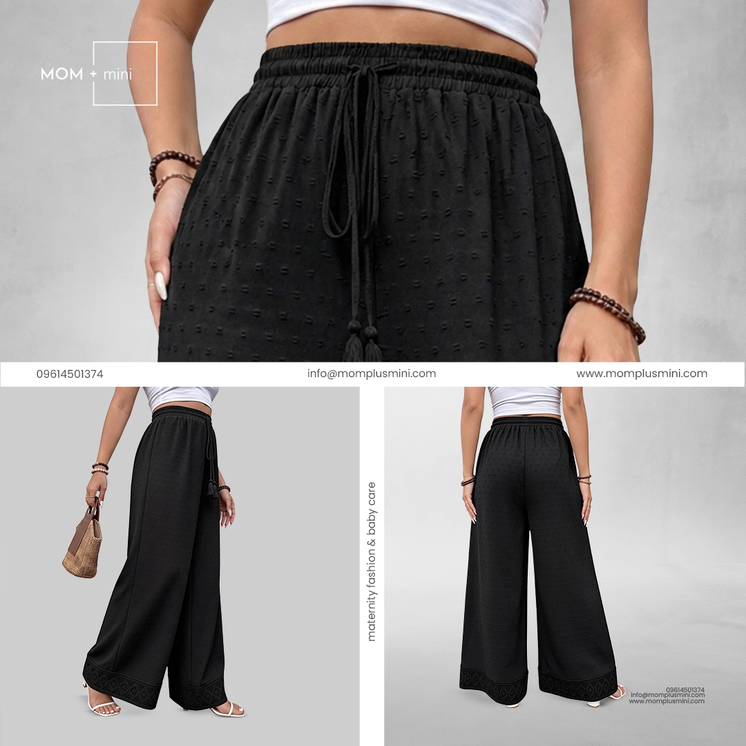 Elegant Lace Flow Pant | Black