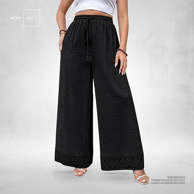 Elegant Lace Flow Pant | Black
