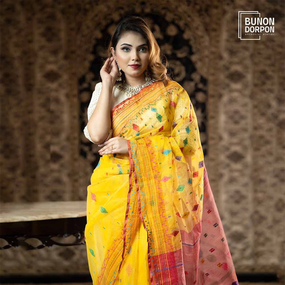 Saffron Splendor Legacy Jamdani Saree