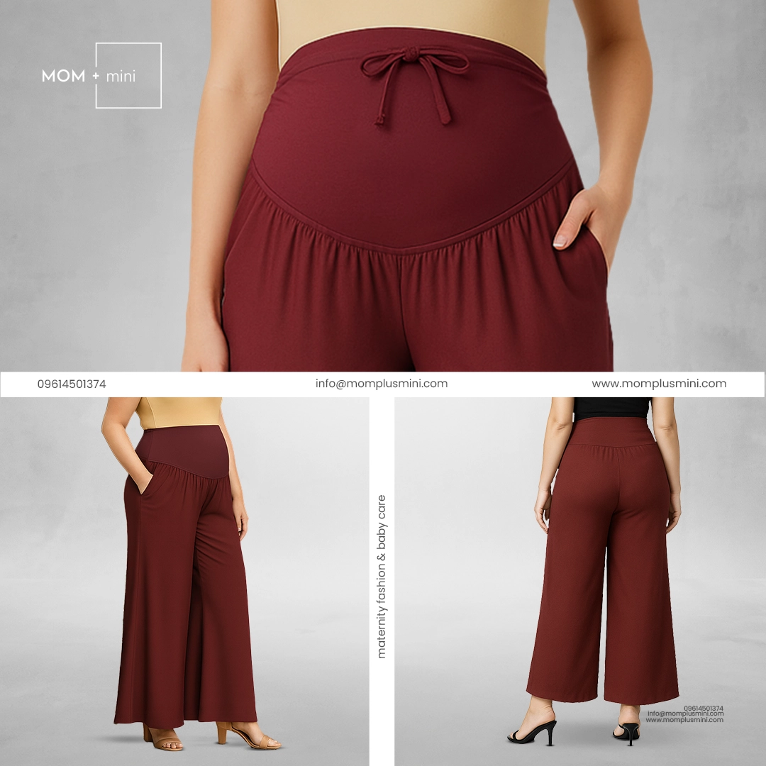 Feather Fit Palazzo Maroon