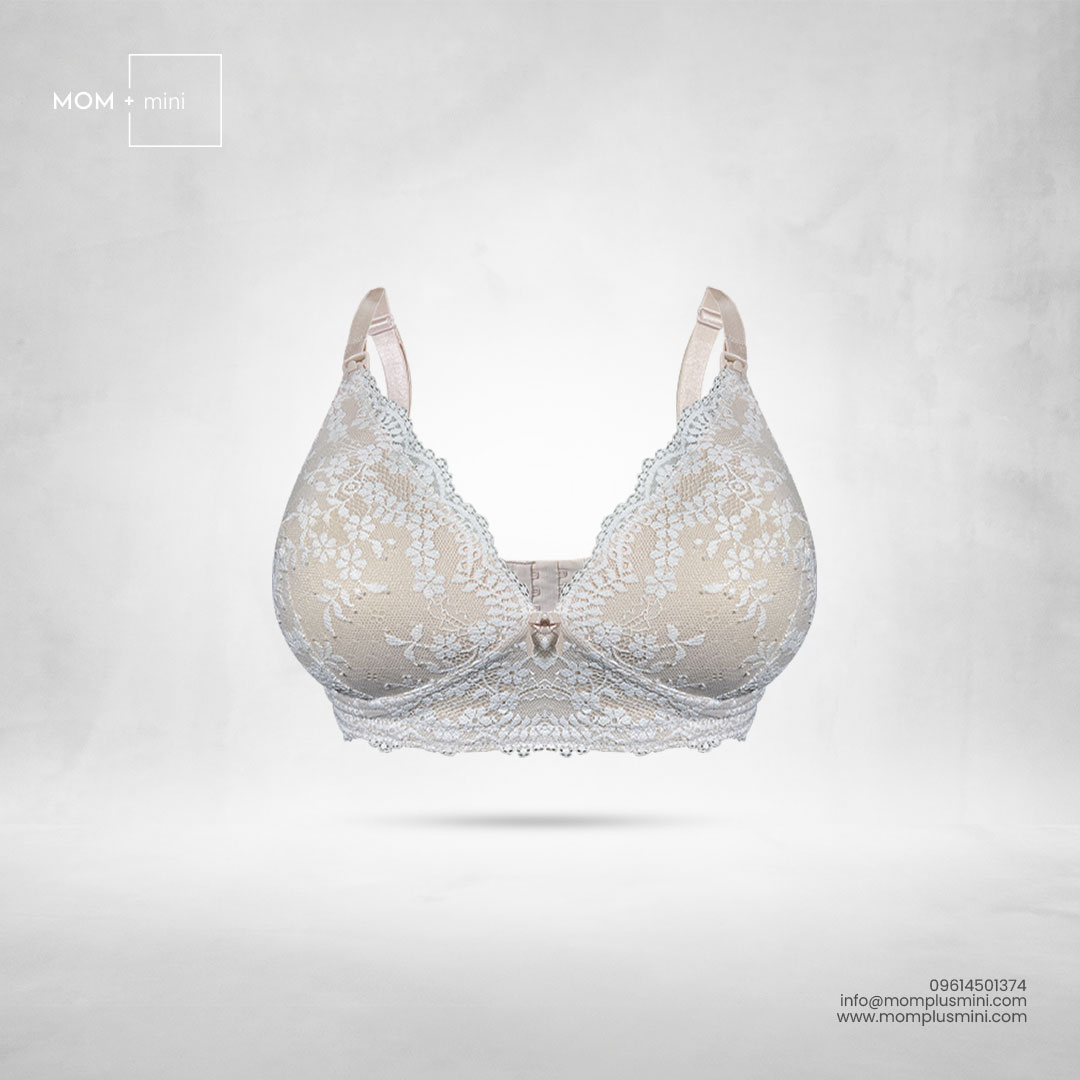 Pure Light Beige Full Lace Nursing Bra Padded