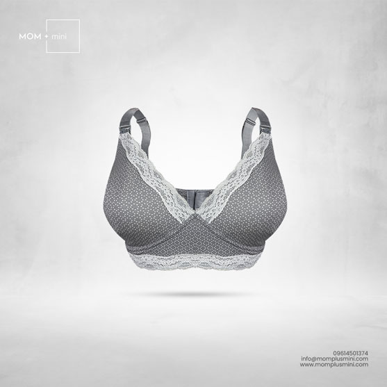 Unity Lace Dotted Light Gray Nursing Bra Padded