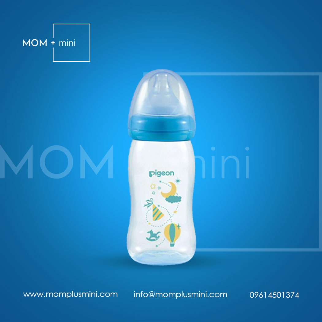 Pigeon Softouch Peristaltic Nipple Clear PP Bottle Blue 240 ml