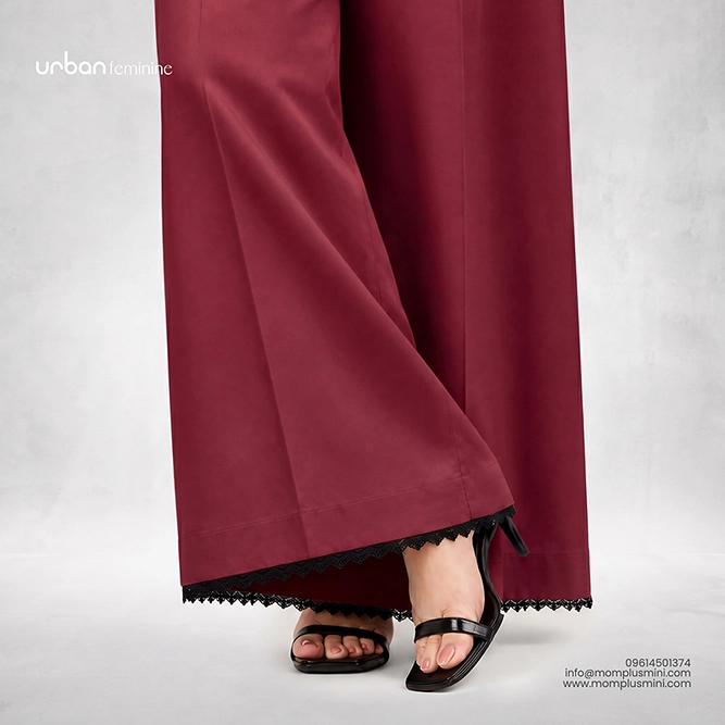 Aria Lace Wide-Leg Pant | Maroon