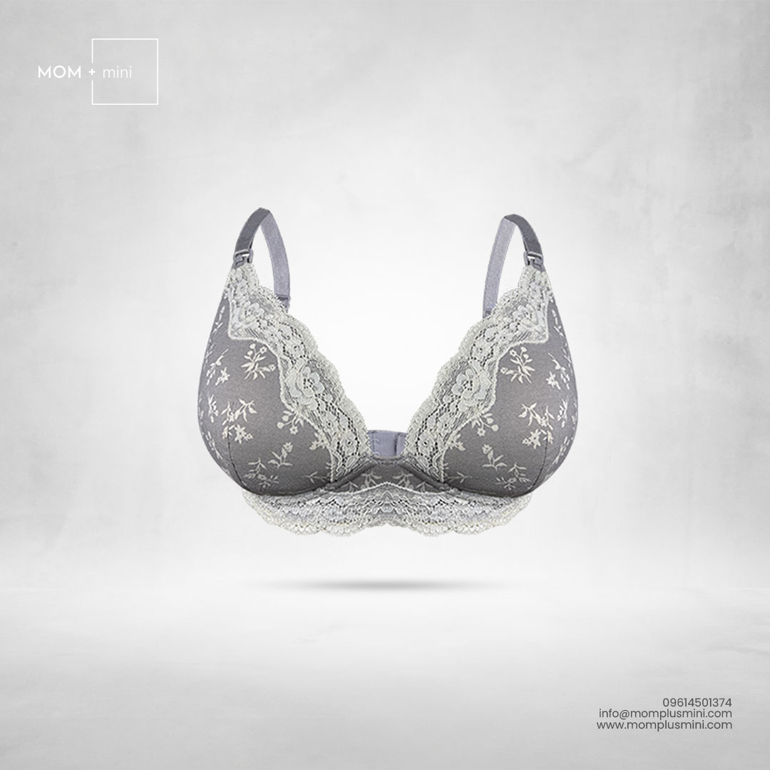 Unity Lace Floral Light Gray Nursing Bra Padded