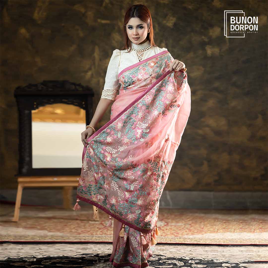 Roseate Majesty Embellished Silk Saree