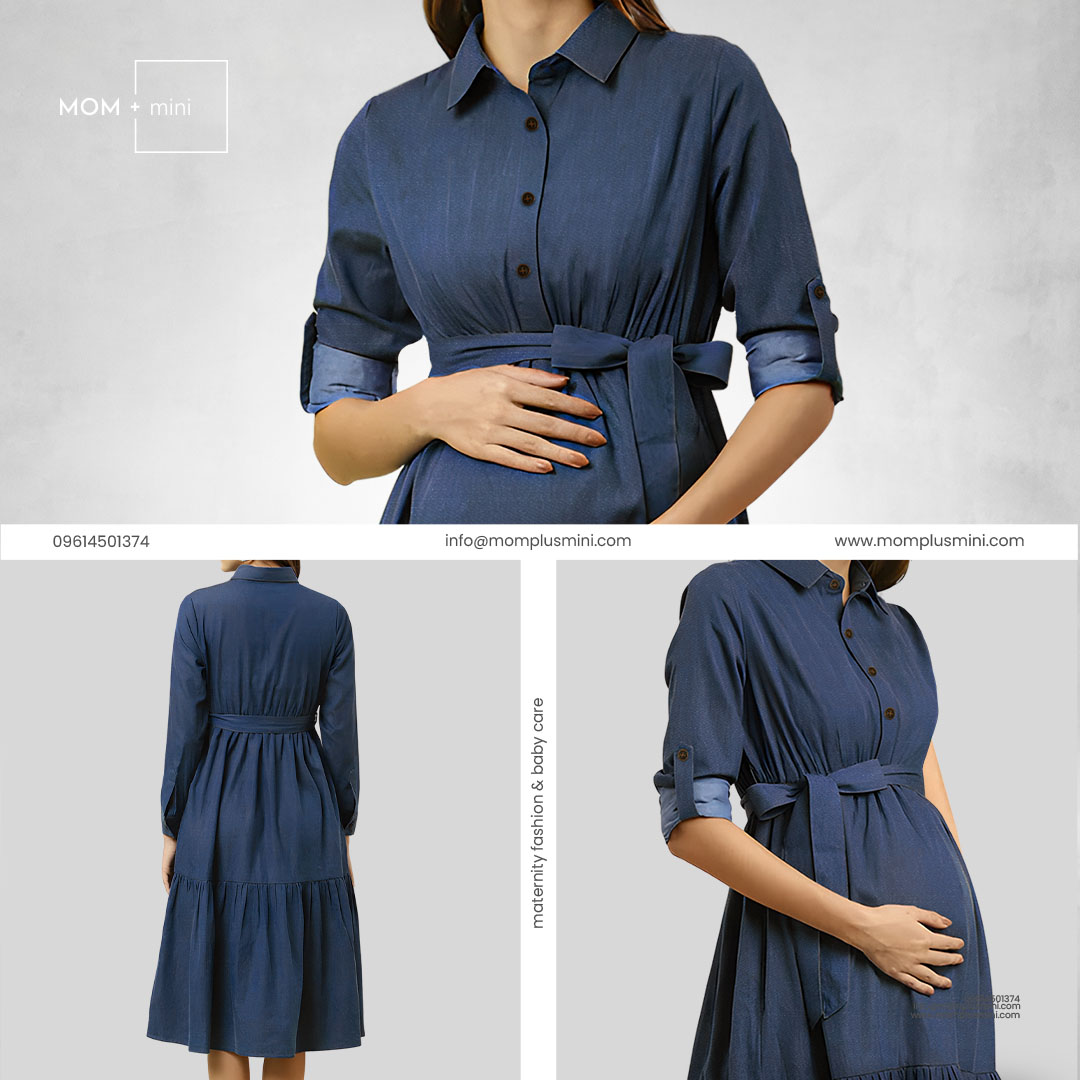 Denim Midi Maternity Dress