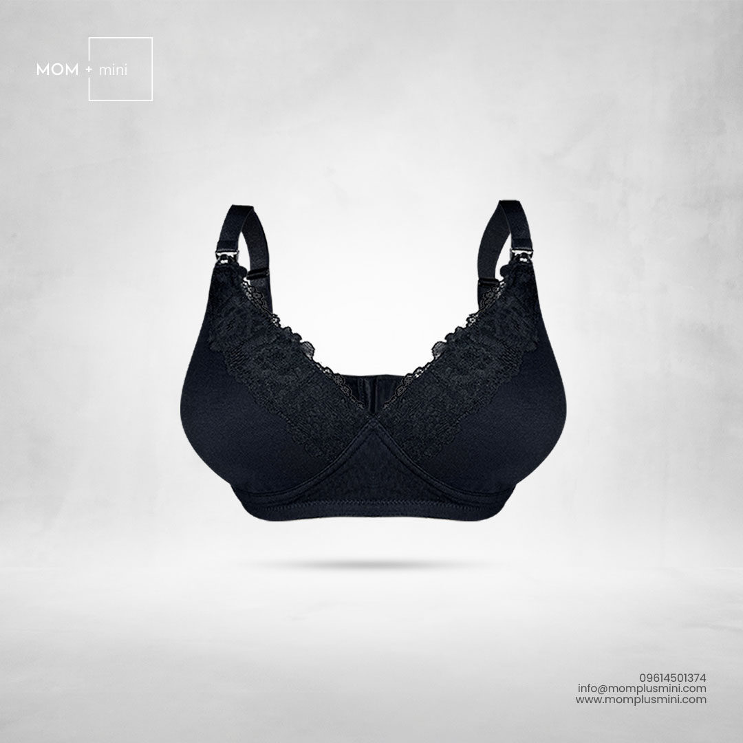 Blissful Black Border Lace Nursing Bra Padded