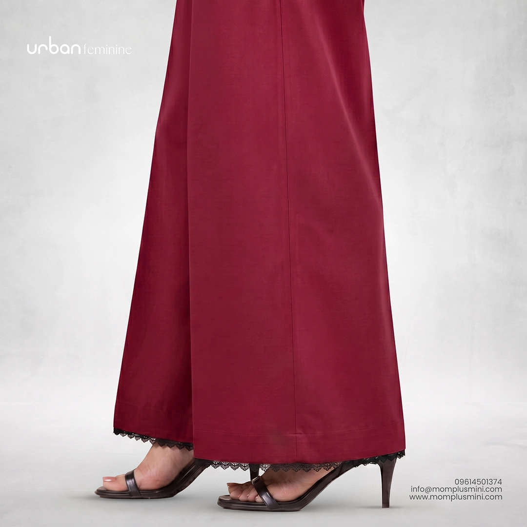 Aria Lace Wide-Leg Pant | Maroon