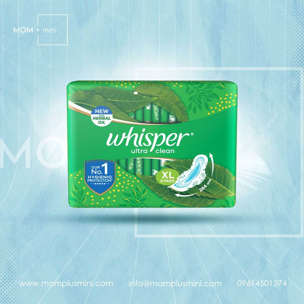 Whisper Ultra Clean Sanitary Pads for Women, XL 8 Napkins