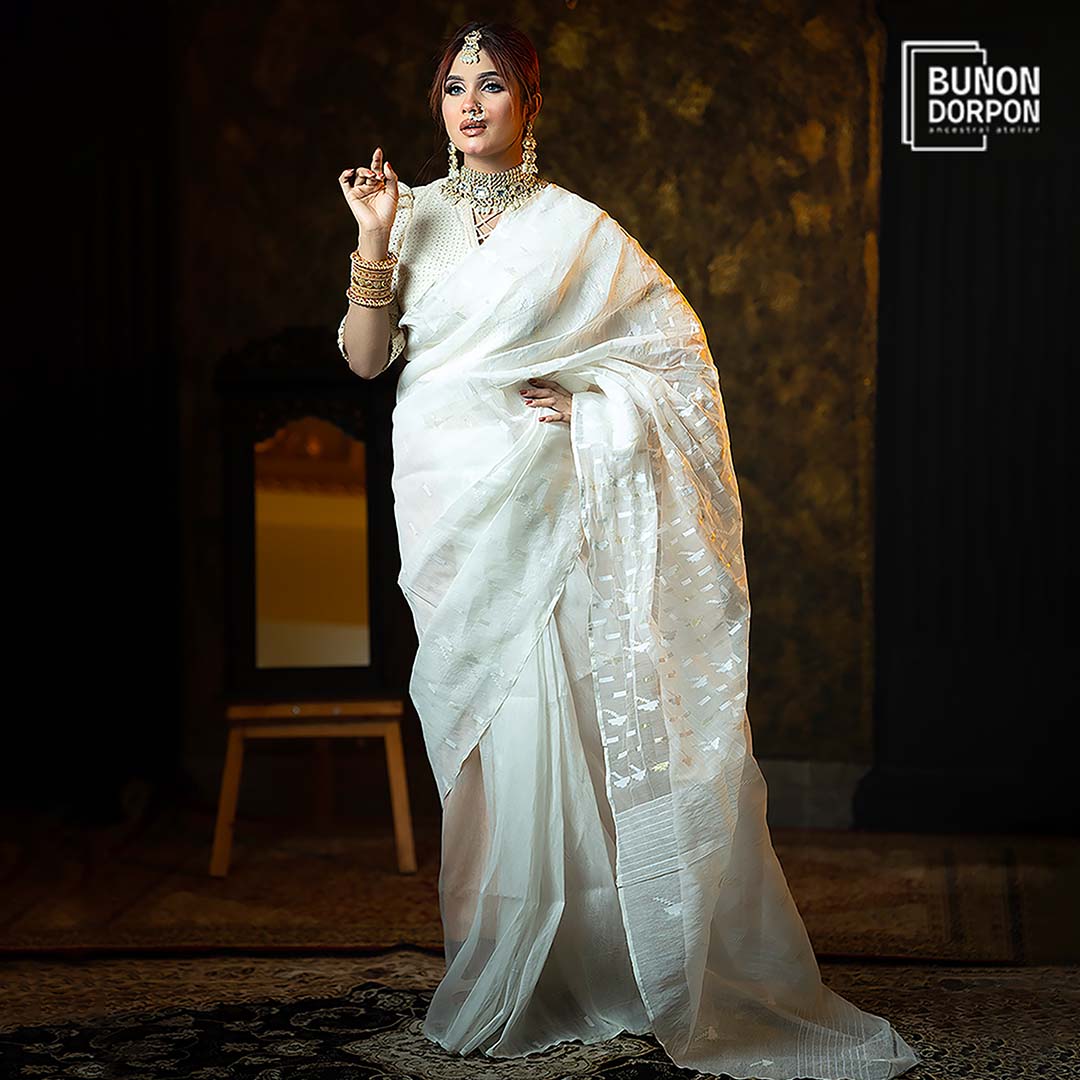 Imperial Frost Heritage Jamdani Saree