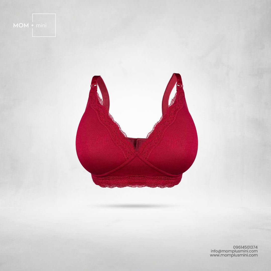 Unity Lace Plain Red Nursing Bra Padded