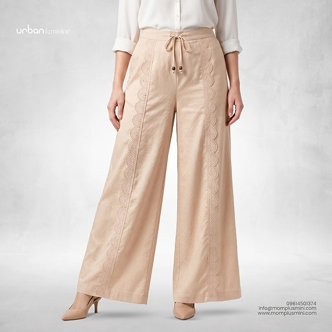 LaceFlow Jacquard Wide-Leg Pant | Pearl Ivory