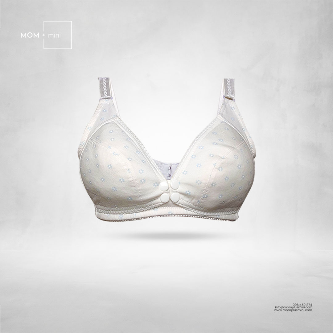 Floral Nursing Bra White Sky Light Padded