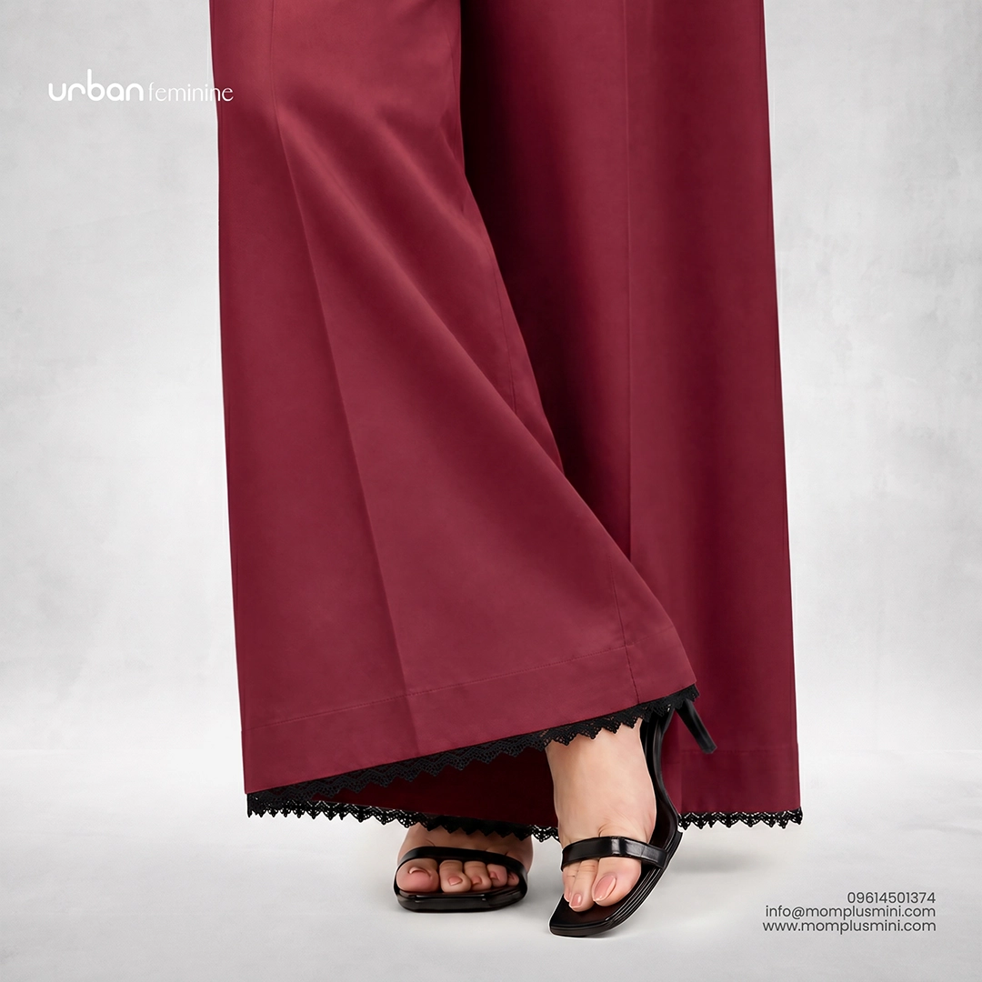 Aria Lace Wide-Leg Pant | Maroon