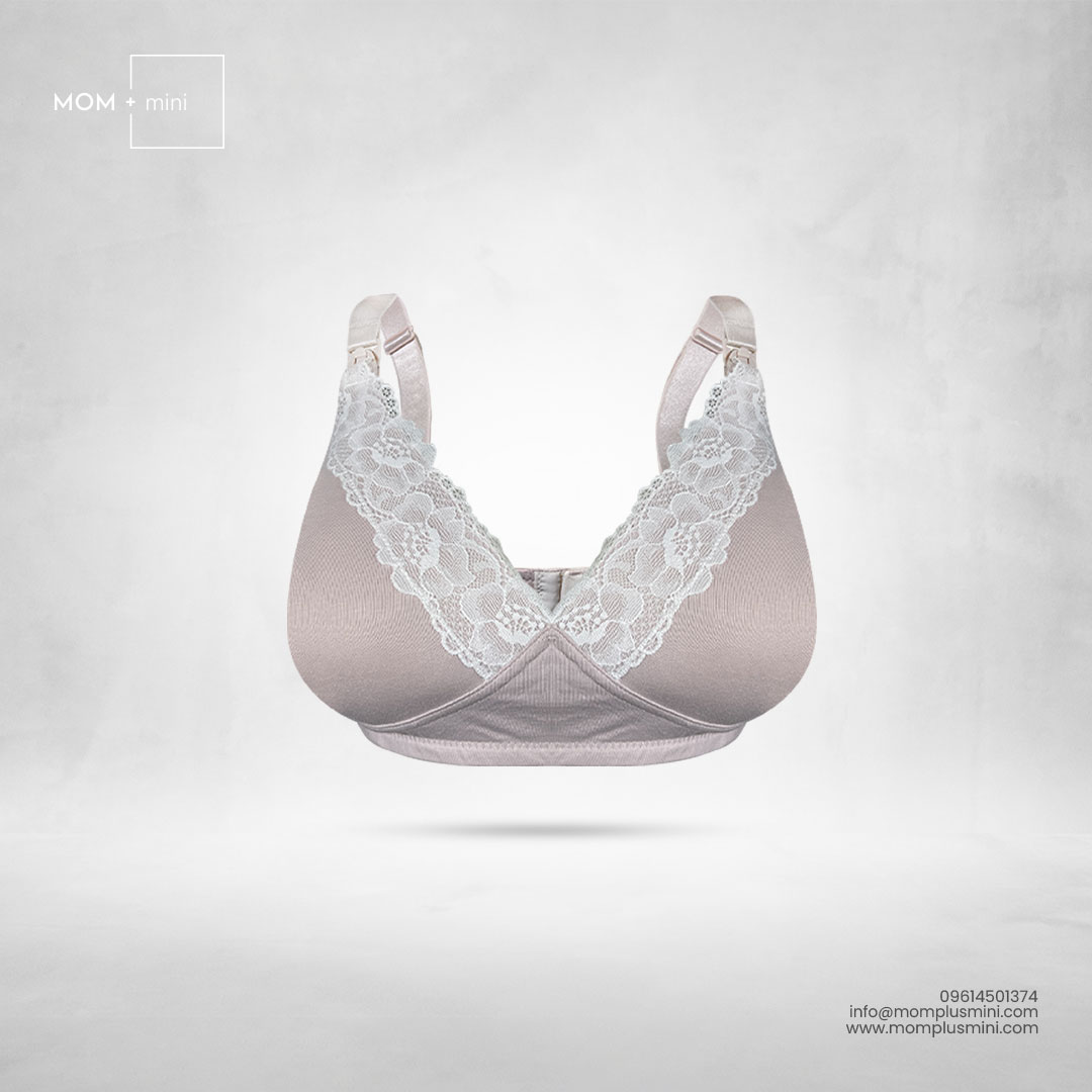 Comfort Pink White lace Nursing Bra Padded