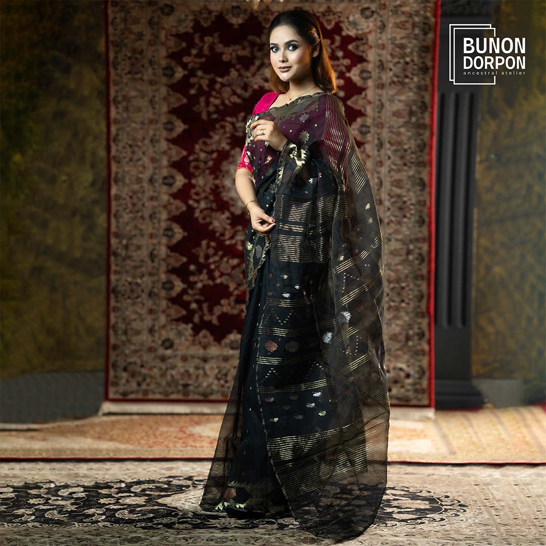 Inky Indulgence Dynasty Jamdani Saree