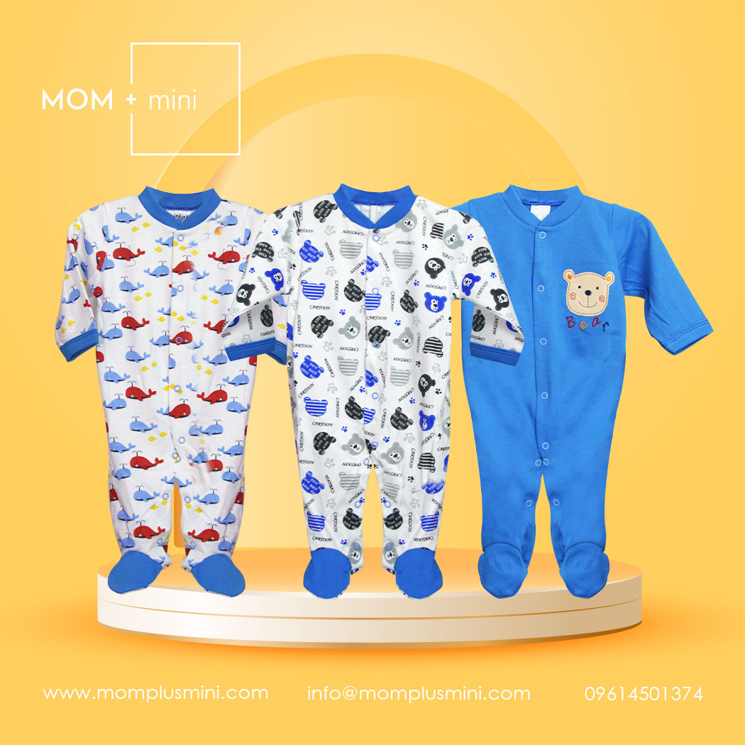 Baby Sleep Suit 3 Pieces Set Blue