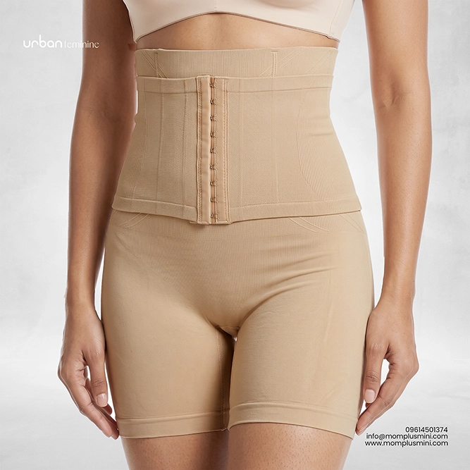 Abdominal Compression High Waist Shaping Shorts Beige