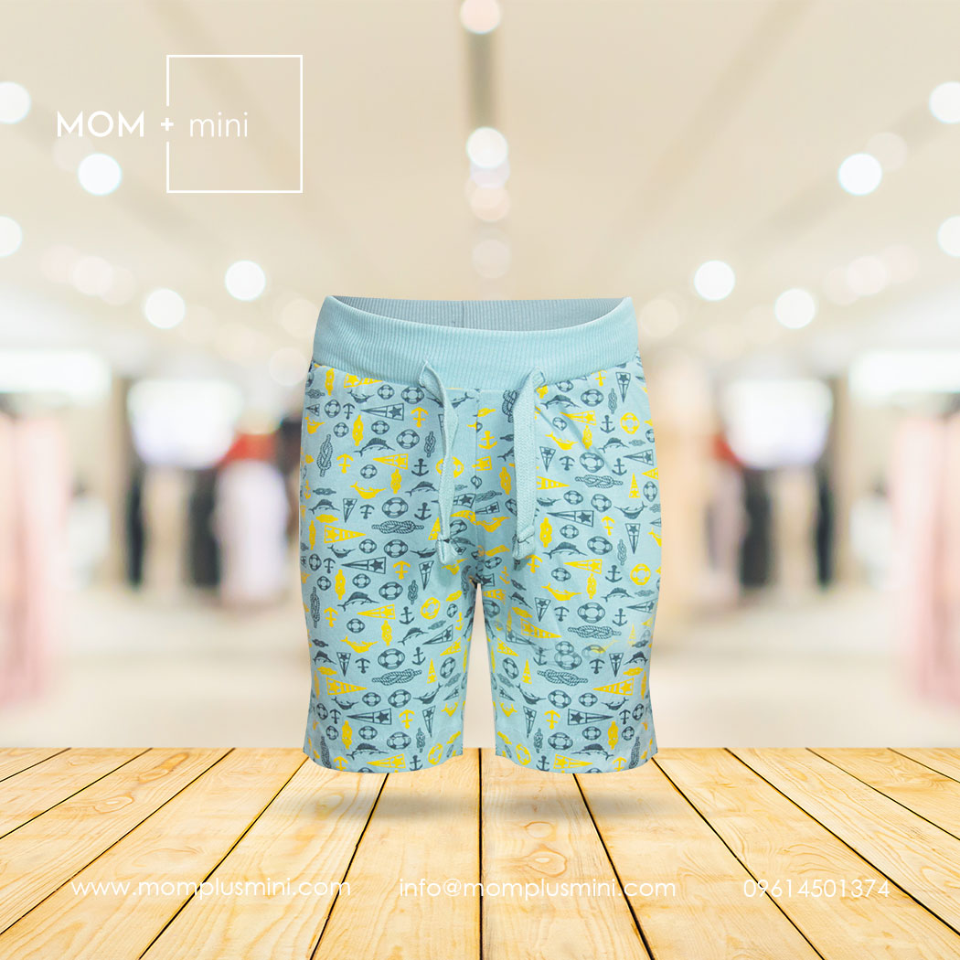 Baby Boys Half Pant Sky Blue Sea Fun