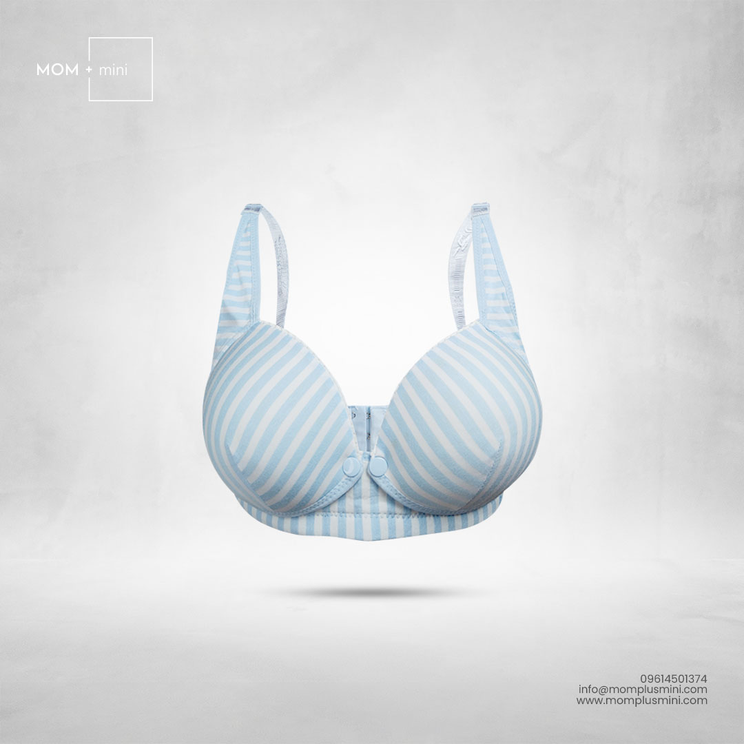 Stripe Serenity Nursing Bra Sky Light Padded