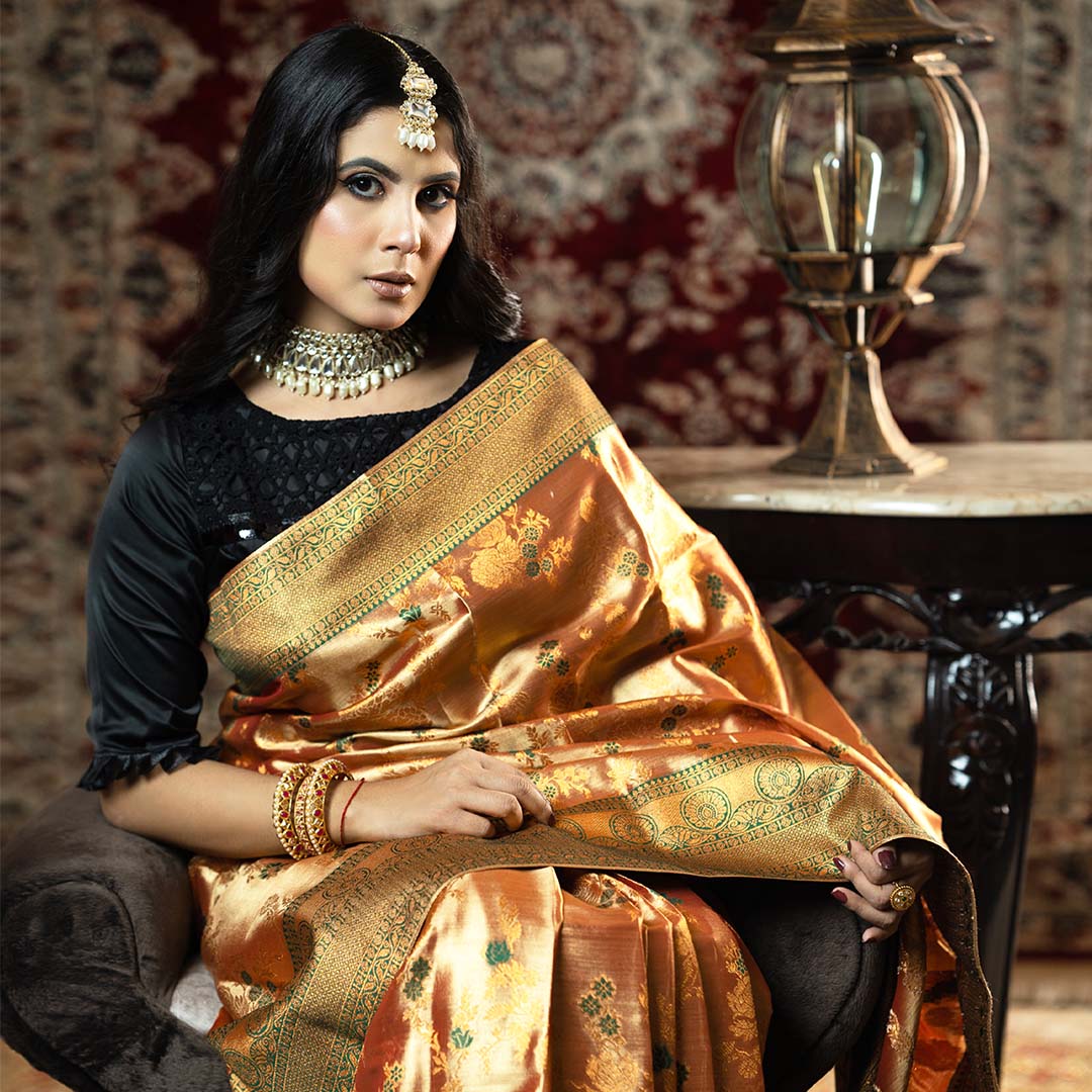 Copper Charm Heritage Silk Katan Saree