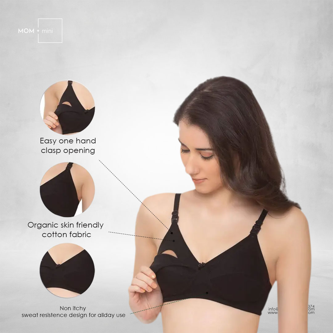 Maternity Bra with Breast Feeding Feature BLACK