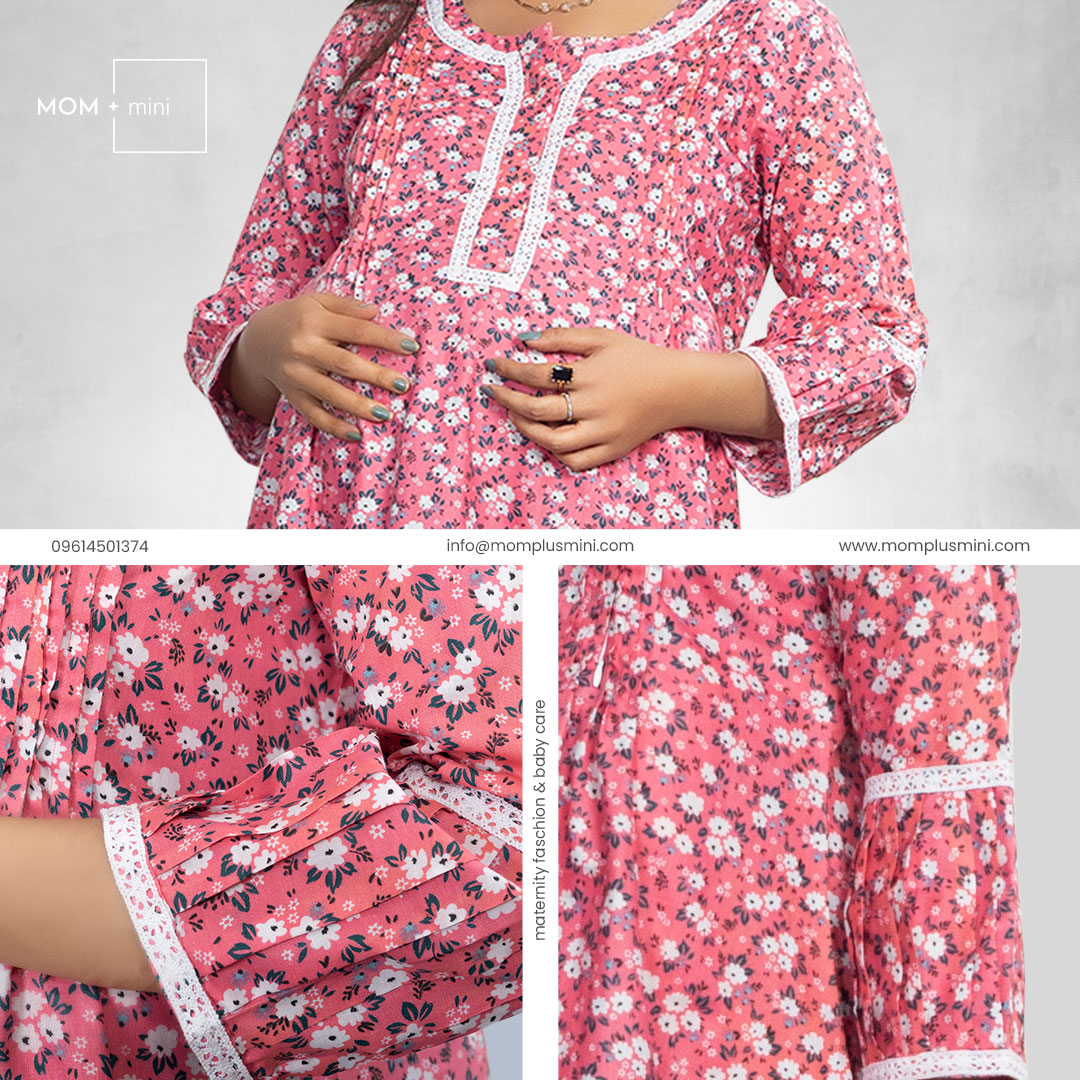 Pregnancy Dress Pink Petal Delight Maternity Kurta