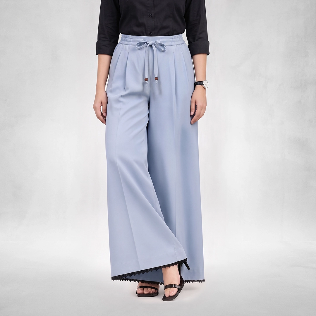 Aria Lace Wide-Leg Pant | Steel Gray