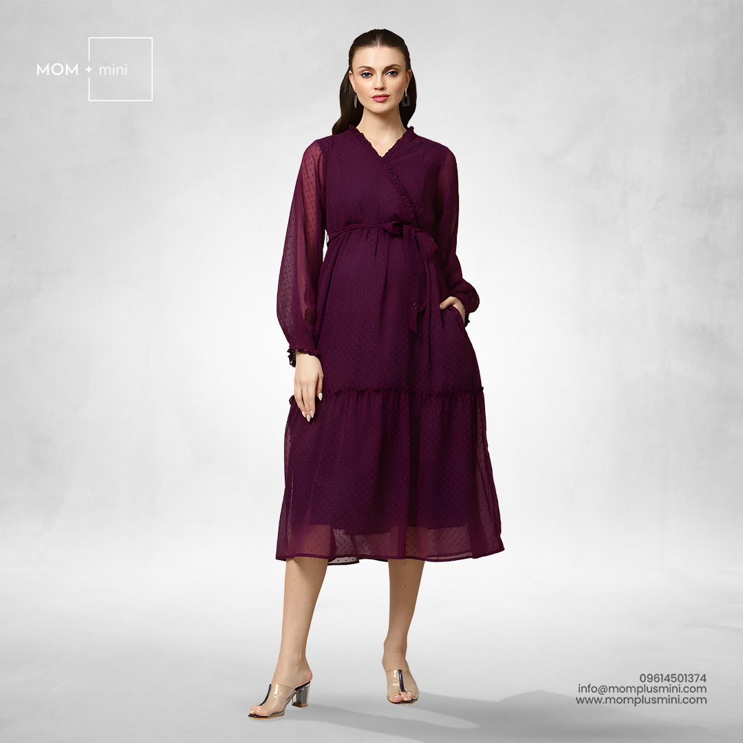 Majestic Purple Midi Maternity Dress