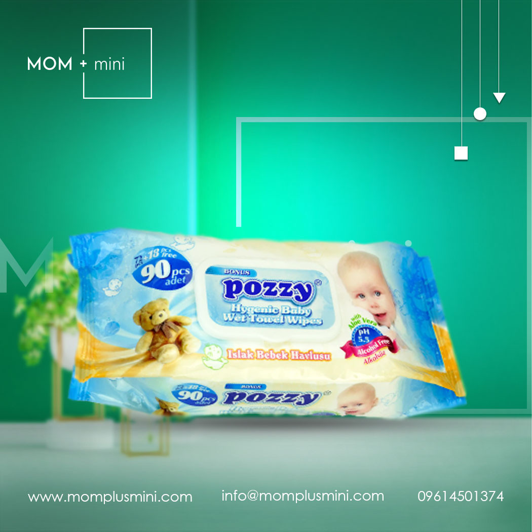 Pozzy Hygienic Baby Wet Wipes 90 Pcs