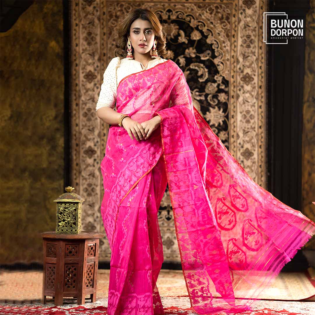 Sovereign Scarlet Heritage Jamdani Saree