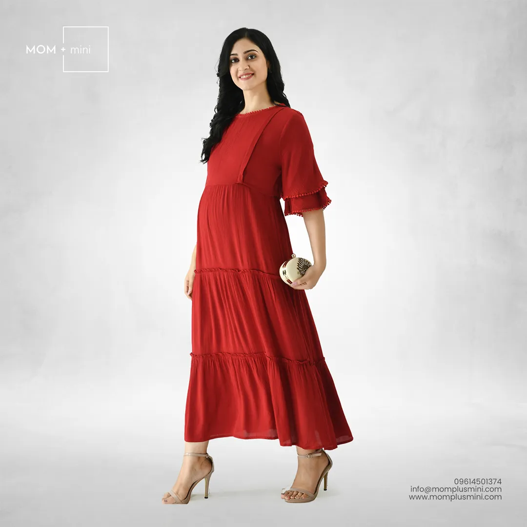 Terracotta Elegance Maternity Dress