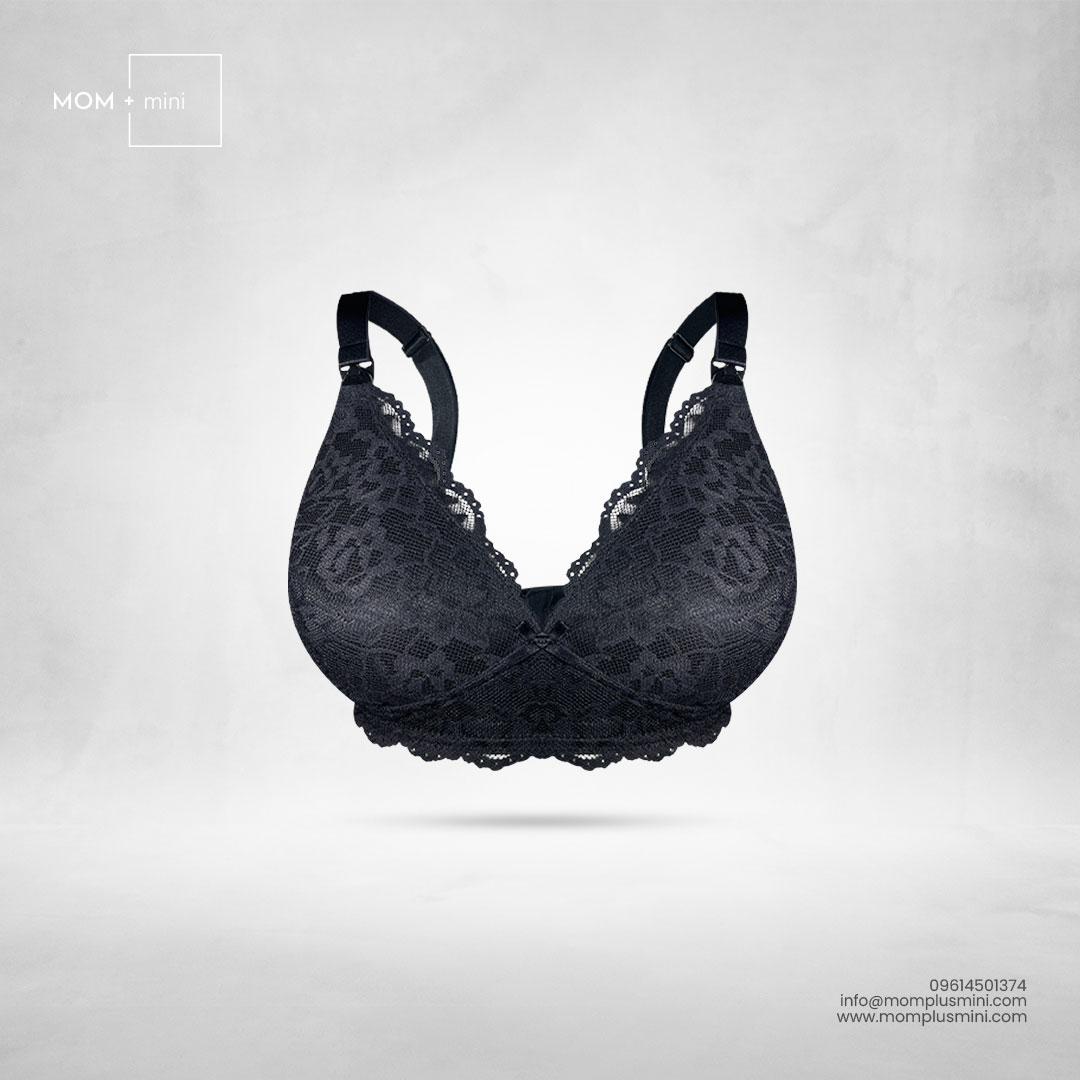 Serenity Black Full Lace Nursing Bra Padded